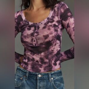 Anthropologie Pilcro Andie Ribbed Henley Top (M)